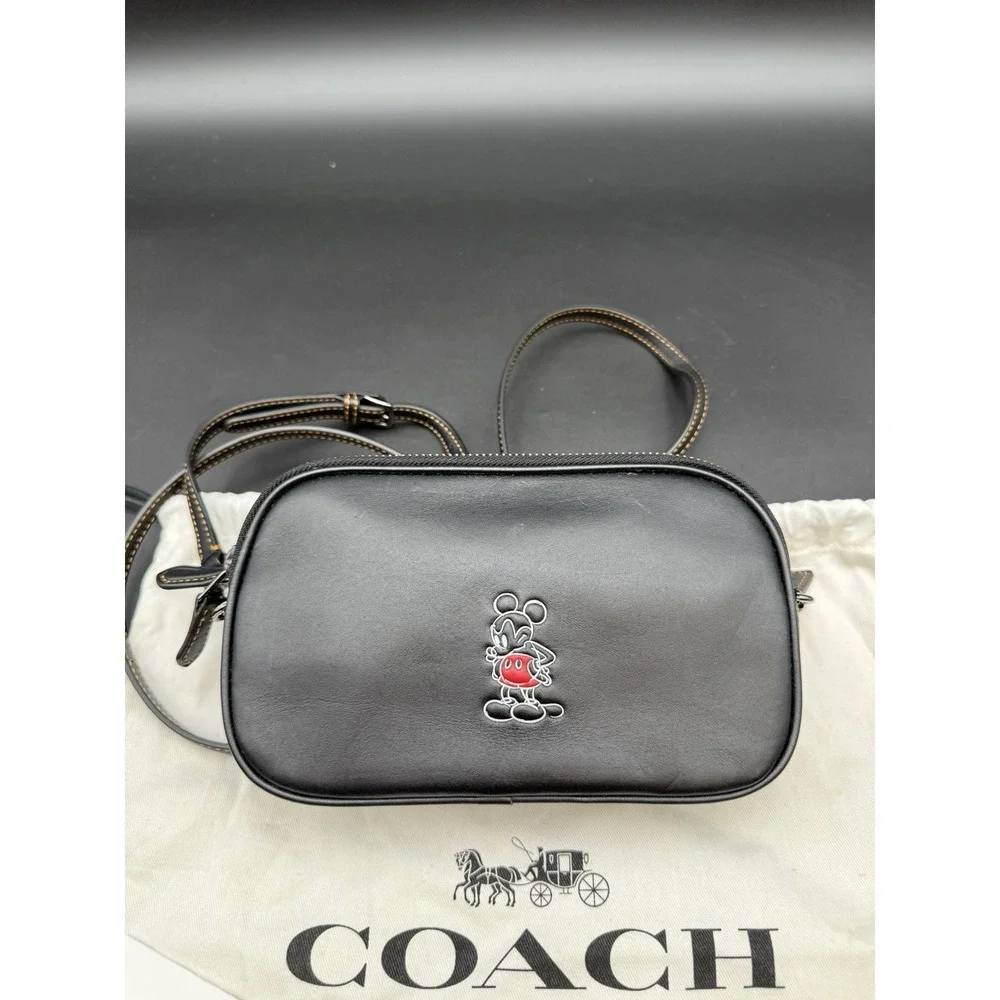 COACH x DISNEY Collection - MICKEY Crossbody Clutch Black Leather Bag‎